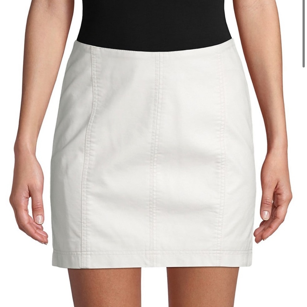 Free people white leather mini skirt